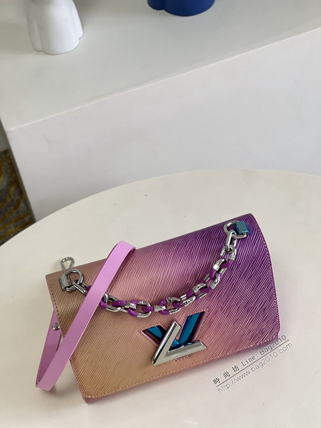 LV專櫃2023新款Twist中號手袋 M59896漸變粉 路易威登單肩斜挎女包 dn1351